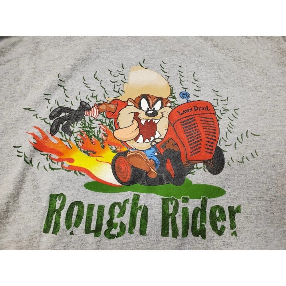 Vintage Looney Tunes Taz Manian Devil Rough Rider Lawnmower  Size XXL T Shirt